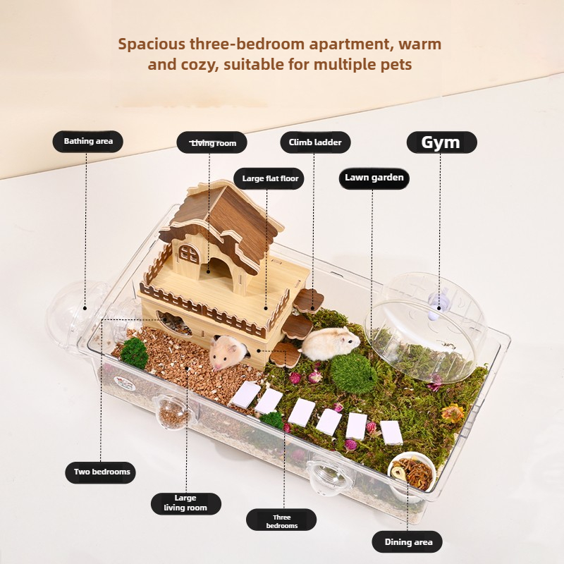 ‌Hamster Cage with Large View  - Hamster Cage Wheel ulasan dan harga