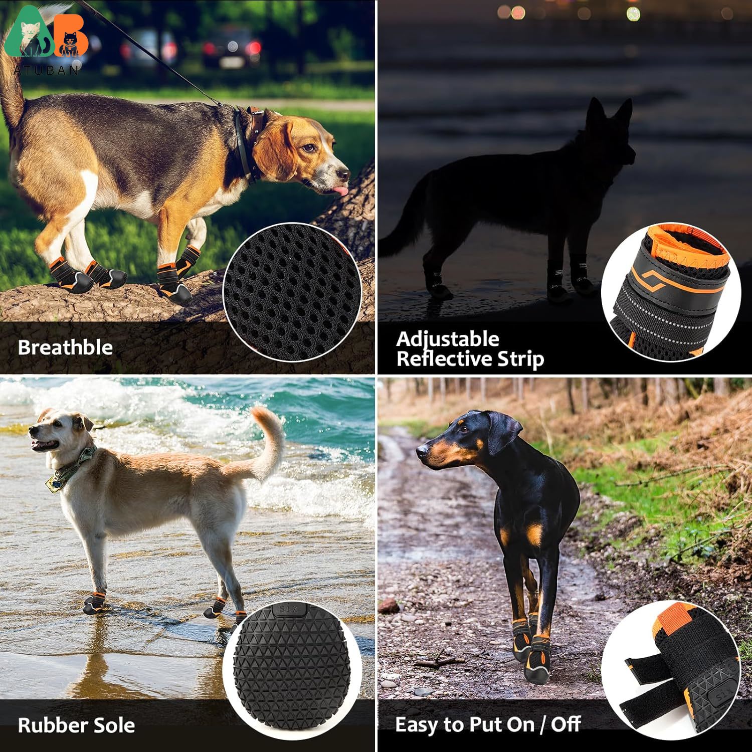 ATUBAN Dog Shoes for Dogs Anti - Dog Booties Paw Protector ulasan dan harga